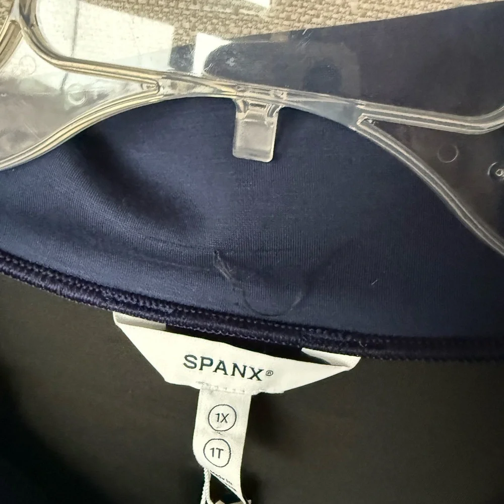 NWT SPANX AirEssentials® Pique Full Zip Plus Size Track Jacket, Navy, 1X